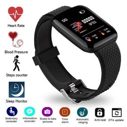 116 más reloj inteligente Medición de la presión arterial Pulseras Impermeable Fitness Pulsera Rastreador Monitor de ritmo cardíaco Podómetro Pulsera Mujeres Hombres