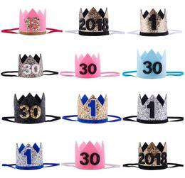 11630 Chapeaux de fête d'anniversaire pour enfants adultes Girls Kawaii Princesse Couronne Caps Femmes Caques de gâteau d'anniversaire POPS POURCE DÉCOR3D