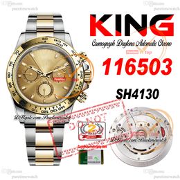 116503 SA4130 CRONOGROTO AUTOMÁTICO Mens Watch King King Two Tone Yellow Gold Champagne Dial Dial 904L Oystesteel Pulsera 72H Power Reserve Super Edition PURTIME PTRX