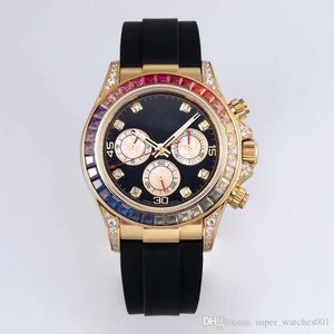 116597 Brand Watch Rbow Timing Montre de Luxe 4130 Mechanische beweging Horloges 40 mm Rubber Riem luxe horloge polshorloges