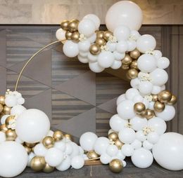 116pcSset Matte White Gold Ballons métalliques Garland Arch Kit Baby Shower Wedding Birthday Party Chrome Balloon Decoration Kids F7610870