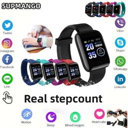 116plu Real Stepcount Multi Fonction Step Connecté Montre Intelligente Hommes Femmes Adapté pour et Android