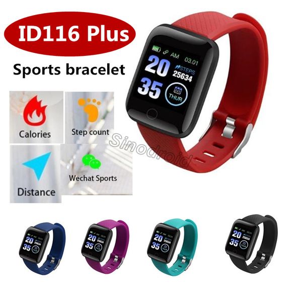 ID116 Plus Pulsera inteligente Pulseras Rastreador de ejercicios Monitor de ritmo cardíaco Recordatorio sedentario Pulseras Pulseras Reloj inteligente a prueba de agua