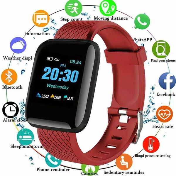 116plus pulsera inteligente con estilo D13 relojes inteligentes deportes electrónicos Smartwatch Fitness Tracker para Android Smartphone IP67 reloj impermeable