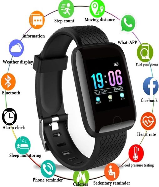 116Plus Smart Watch Men Pressure artérielle étanche Smartwatch Femmes Salle Care Monitor Tracker Tracker Sport pour Android iOS2846425