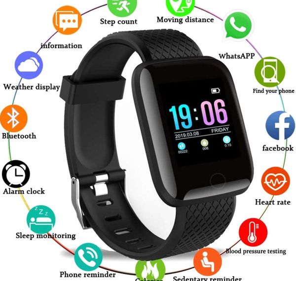 116plus montre intelligente hommes tension artérielle étanche Smartwatch femmes moniteur de fréquence cardiaque Fitness Tracker montre Sport pour Android IOS 2024 nouveau