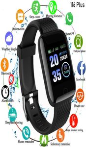 116Plus Smart Watch Men Femmes Fitness Tracker Salle Sé frémissement du moniteur de pression artérielle Sport Smartwatch imperméable pour Android iOS7833981