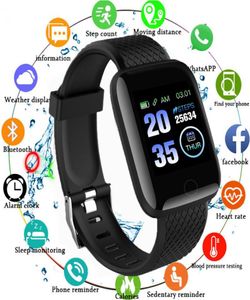 116Plus Smart Watch Men Femmes Fitness Tracker Salle Sé frémissement du moniteur de pression artérielle Sport Smartwatch imperméable pour Android iOS9674048