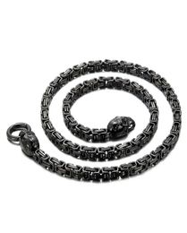 117g poids lourd en acier inoxydable or de chaîne byzantine Chaîne de liaison deux crânes crânes Collier fermoir 6 mm 28 pouces cadeaux