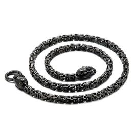 117g poids lourd en acier inoxydable or de chaîne de chaîne byzantine Chaîne de liaison deux crânes crâne collier 6 mm 28 pouces cadeaux de Noël