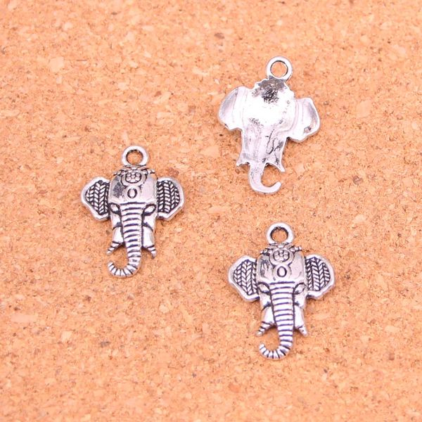 117 Uds dijes cabeza de elefante colgantes chapados en plata antigua que hacen DIY joyería de plata tibetana hecha a mano 22*16mm