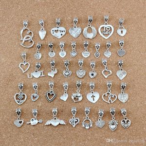 117 pièces/lots Antique argent mixte coeur balancent pendentifs à breloques perles pour la fabrication de bijoux Bracelet collier résultats
