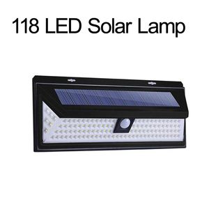 118 LED Solar Wall Lights Outdoor Solar Lamp Powered Sunlight 3 Modi Pir Motion Sensor voor tuindecoraties Wall Streets Crestech168