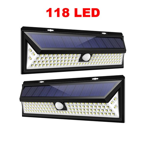 118 LED appliques murales solaires PIR détecteur de mouvement applique murale étanche extérieur lampe de sécurité Garage Patio jardin allée crestech168