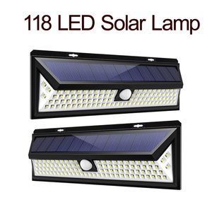 118 Appliques murales solaires à LED Capteur de mouvement PIR étanche Éclairage de jardin Lampe solaire à LED extérieure 3 Modes Portes de piscine de sécurité Lampes solaires usalight