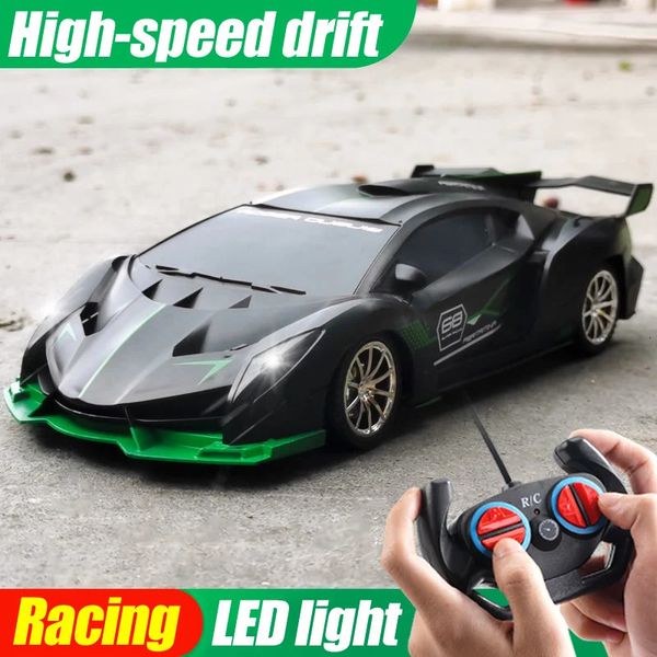118 RC Car LED Light 2.4g radio télécommande de sport pour enfants Racing High Speed Vehicle Drift Boys Girls Toys 240408