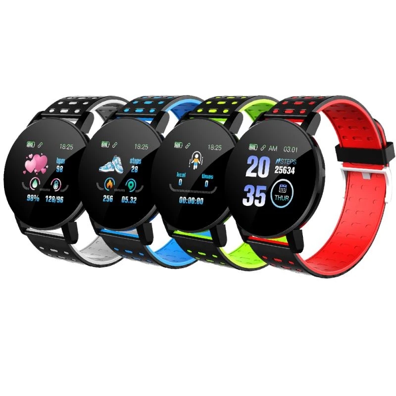 119Plus Wasserdichtes Smart Armband Blutdruckmessgerät Sport Runde Smart Watch Uhr Fitness Tracker