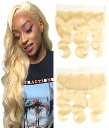 11A 613 Blonde 13x4 Fermeture frontale en dentelle complète avec des cheveux de bébé droite brésilienne vierge Remy fermeture humaine oreille à E Transparent4189982