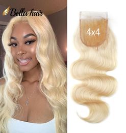 11A 613 Blonde Transparent Top Lace Closure avec cheveux de bébé droite pré-épilée brésilienne vierge Remy cheveux humains 4x4 5x5 6x68852878