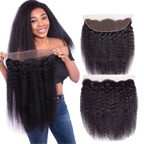 11A Kinky Straight 100% Virgin 4x4 plus transparente 13x4 Seda frontal Extensiones de cabello humano sin procesar Indio Malasia Camboyano Brasileño