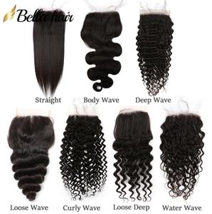 11A Top Virgin Human Hair Lace Closure 4x4 Straight Body Wave Loose Deep Curly Water Wave Naturel Ondulé 820inch Fermetures Qualité F6755783