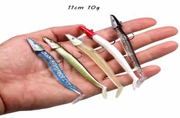 Бионический рыболовный крючок 11 см, 10 г, мягкие приманки, приманки, крючки, 5 цветов, смешанные силиконовые рыболовные снасти F65034968
