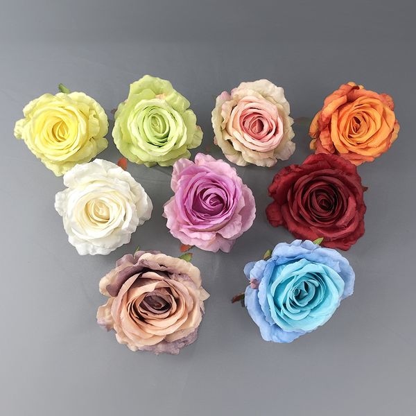 11 cm têtes de fleurs roses artificielles en soie décorative fleur décoration de mariage bouquet de fleur de mariage blanc roses artificielles bouquet