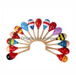 11 cm bébé jouet enfants hochet en bois Maracas Cabasa instrument de musique marteau de sable Orff jouets pour bébés livraison directe Dhmwg