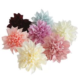 11cm Dahlia Pompon Head Fake Flower Silk Artificial Flowers For Bride Wedding Wall Flower Garden Decoration DIY Home Decor