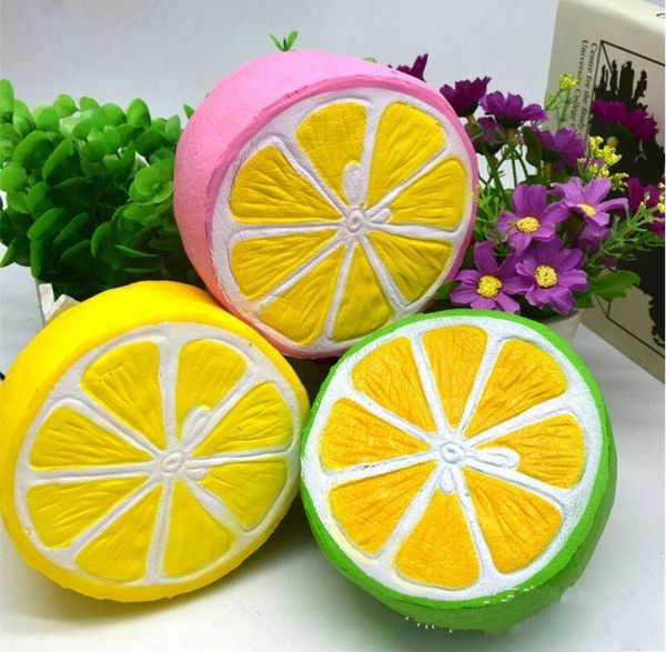 11CM Jumbo Squishy Lemon Kawaii Squishy Cute Fruit decoración de crecimiento lento colgante de correa para teléfono Squishes regalo juguetes muñeca