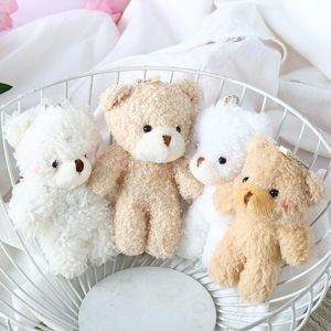 11 cm ours en peluche poupées en peluche jouets fille Kawaii dessin animé blanc brun ours jouets en peluche sac pendentif mignon Animal en peluche poupée porte-clés enfants cadeau
