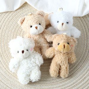 11 cm blanc ours en peluche poupées en peluche jouets fille Kawaii dessin animé ours jouets en peluche sac pendentif mignon Animal en peluche poupée porte-clés enfants noël cadeau d'anniversaire