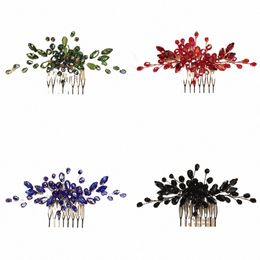 11Colors Crytsal Wedding Hair Comb Women Handmade Bridal Headpiece Rhineste Bride Head Assessions Sieraden Sier HOODDR 46EB#