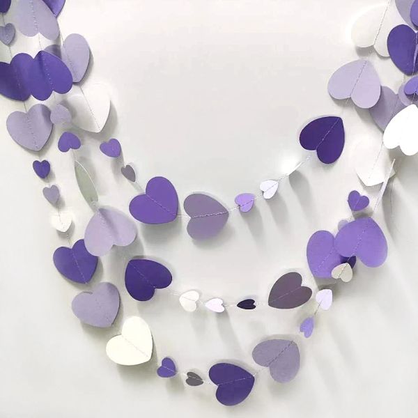 11ft lavender violet papier blanc love coeur guirlands mur pending bannière décorations pour mariage sweet anniversaire douche nuptiale