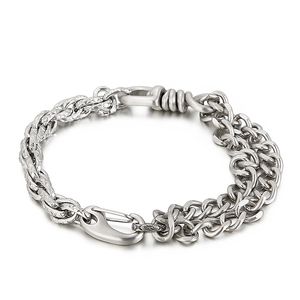 11M 8.66 '' Vintage Black Silver Casting Curb Chain Link Touw Armband voor Mens Boys Roestvrij staal Bangle