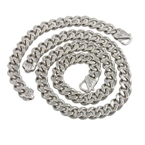 11mm/15mm Cubaanse Curb Link Chain ketting + armband voor heren sieraden set roestvrij staal zilver hoog gepolijst