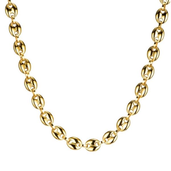 Bracelets en acier inoxydable pour hommes et femmes, chaînes en grains de café de 11mm, collier hip hop KX4C Chokers259a