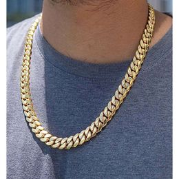 Chaîne à maillons Miami de 11mm, collier Hip Hop Sterling Sier rappeur pour hommes, collier cubain