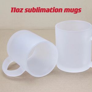 Tasse vierge de sublimation de 11 oz avec poignée Bouteille d'eau de transfert de chaleur givrée transparente Tasse à café bricolage