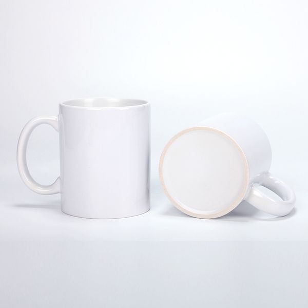 Gobelets vierges à Sublimation de 11oz, tasse en céramique à transfert thermique, tasse d'eau blanche, cadeaux de fête, verres par mer