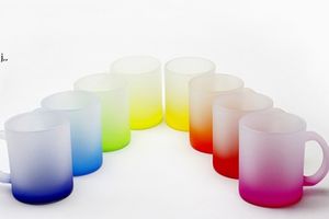 11 oz Sublimation Clear Frosted Glass Beer Mugs Gradient color Avec poignée Portable soda Can Coffee Milk Juice Water Cups by sea RRB14446