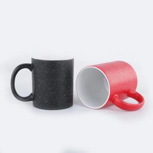 11 oz Sublimation Glitter Mugs Blanc Changement de Couleur Tasses À Café Transfert De Chaleur Personnalisé Tasse D'eau Blanche Cadeau De Fête Tasses À Boissons