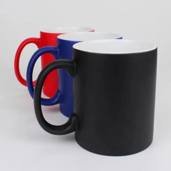 11 oz Sublimación Cambio de color caliente Taza Café en blanco Tazas de cerámica Transferencia de calor personalizada Cerámica DIY taza de agua blanca Regalo de fiesta tazas de bebidas 002