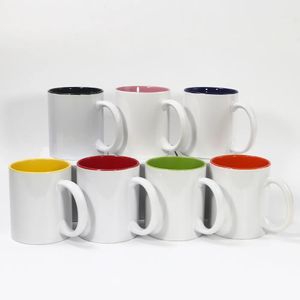 11oz sublimatie witte keramische koffiemok gekleurde binnenste 36 -stcs/case gemengde kleuren kantoorbeker