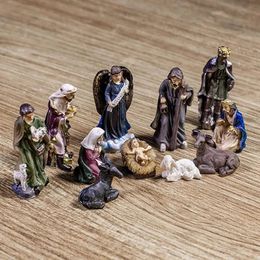 11pc ensemble coloré nativité sainte famille naissance de jésus Figurine noël décor à la maison Miniatures ornement église cadeau de noël 231225