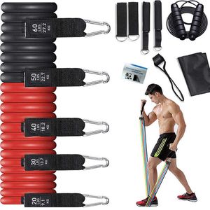 11 STKS / 12 STKS 200LB Weerstand Buis Banden Set Pull Touw voor Yoga Bodybuilding Arm Strength Training Home Gym Workout Apparatuur H1026