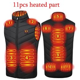 11 pièces veste chauffante mode hommes femmes manteau Intelligent USB chauffage électrique thermique chaud vêtements hiver gilet grande taille 210923