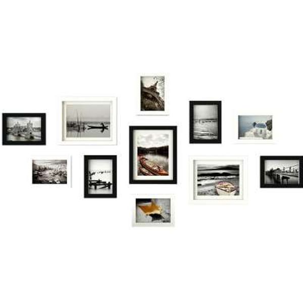 Cadres Photo multiples en bois, 11 pièces/lot, Collage mural suspendu, ensemble noir et blanc, accessoires de décoration murale