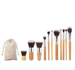 11pcs Natural Bamboo Makeup Brushes Set Professional Eyeshadow Foundation Making Makeup Brushes Cosmetic Brush Brush SetS Maquiagem with BA7357383