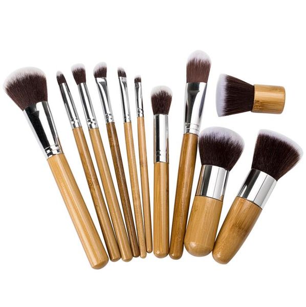 11 pièces pinceaux de maquillage professionnels stylo ensemble fard à paupières fond de teint correcteur mélange brosse manche en bois outils cosmétiques en gros